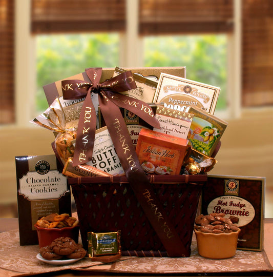 A Very Special Thank you Gourmet Gift Basket - DB Gift Baskets Savory gourmet sausage and cheese gift basket delivery with delectable snacks