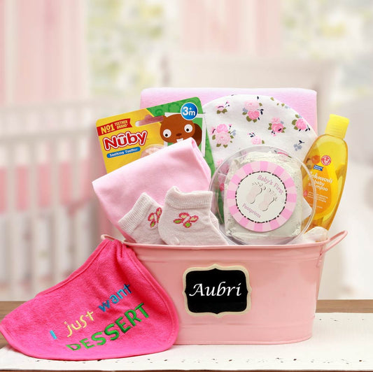 Baby Basics Gift Pail Pink - DB Gift Baskets