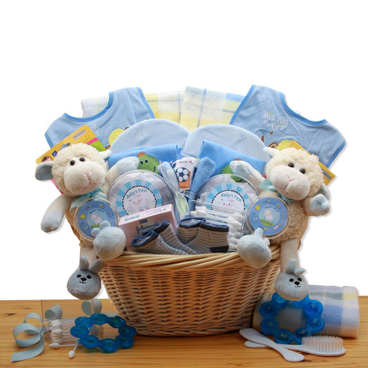 Double Delight Twins New Baby Gift Basket - Blue - DB Gift Baskets