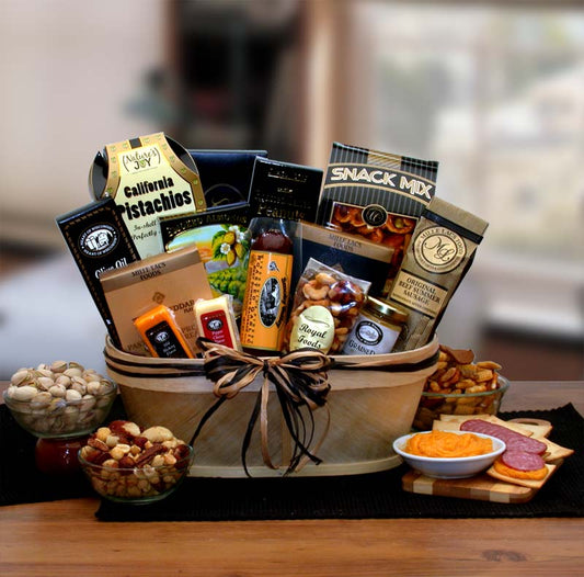 Gourmet Nut & Sausage Gift Basket - DB Gift Baskets