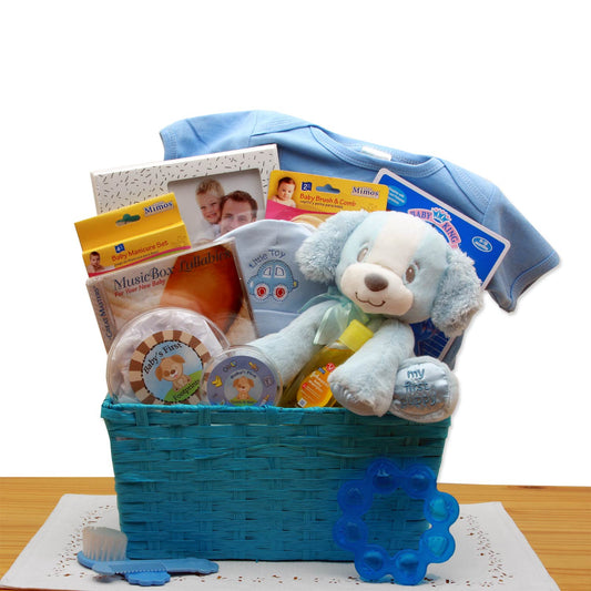 Puppy Love New Baby Gift Basket - Blue - DB Gift Baskets