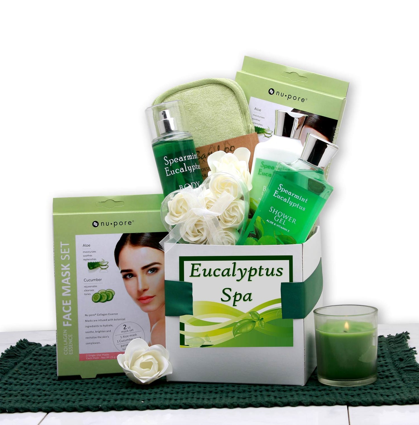 Spa Care Bundle - DB Gift Baskets Eucalyptus-themed spa care package gift basket for rejuvenating stress relief, tailored for women