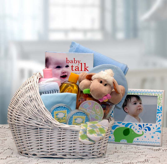 Welcome Baby Bassinet -Boy - DB Gift Baskets