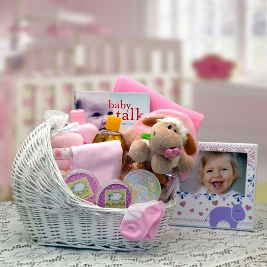 Welcome Baby Bassinet -Girl - DB Gift Baskets